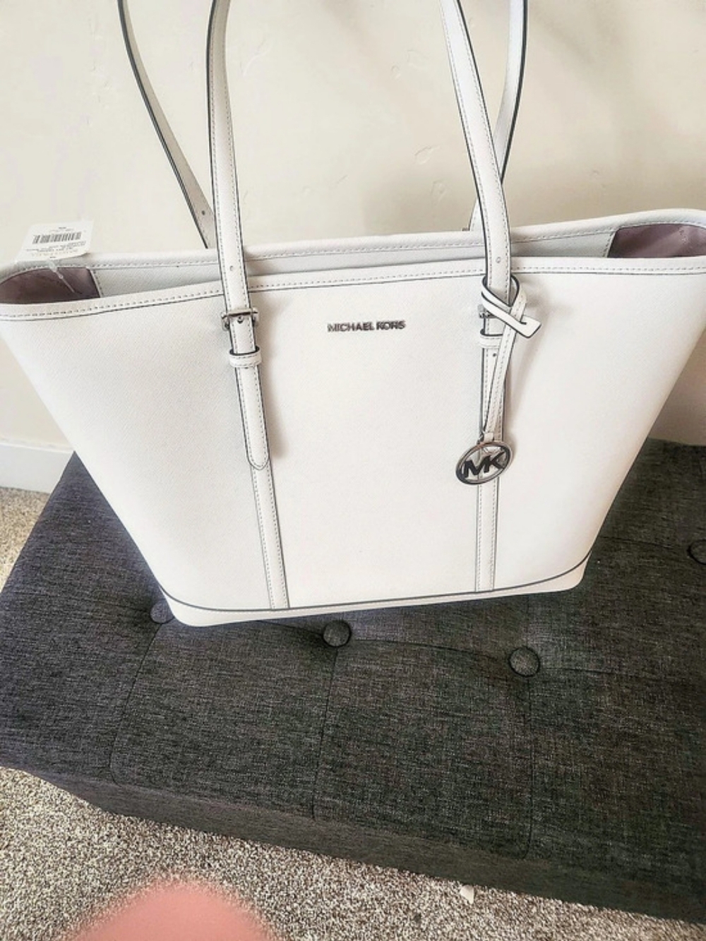 Michael Kors Jet Set Travel Large Saffiano Leather Tote Bag Tote White